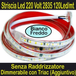 Striscia LED Bianca 220V 2835 SMD 120 LED/m Dimerabile 0,5-30m
