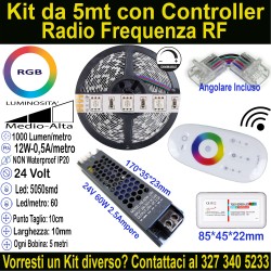 Kit Striscia LED RGB 24V 12W/m 5-15m per Controsoffitti