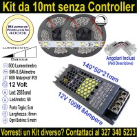 Kit 10m Striscia LED Bianco Naturale 4000K 12V 6W/m | IP20 8mm Mod:01,5