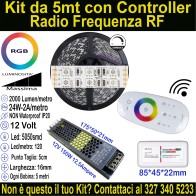 Kit 5m Striscia LED RGB Massima Luminosità 12V 24W/m | IP20 16mm Mod:50-16