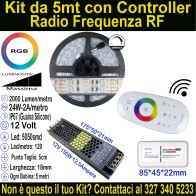 Kit 5m Striscia LED RGB Massima Luminosità 12V 24W/m | IP67 18mm Mod:51-16