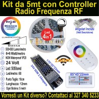 Kit 5m Striscia LED RGB+Bianco Freddo 24V 12W/m | IP20 12mm Mod:152