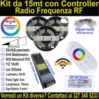 Kit 15m Striscia LED RGB+Bianco Freddo 12V 12W/m | IP20 Mod:54