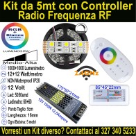 Kit 5m Striscia LED RGB+Bianco Freddo 12V 24W/m | IP20 16mm Mod:56