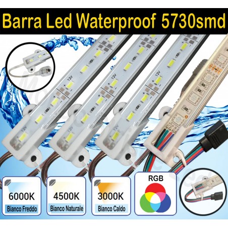 STRISCIA LED 18w/mt 12v BARRA PROFILO ALLUMINIO STRIP Waterprooof ip67 0,5  e 1mt